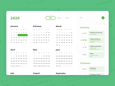 365 Calendar 365 calendar calendar app calendar design dailyui desktop schedule ui year