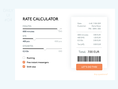 Rate calculator calculator daily dailyui design invoice rate ui