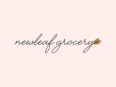 Newleaf Grocery design flat icon illustrator lettering logo minimal type typography vector