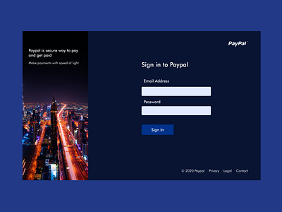 Sign in to Paypal dark theme form login login design login screen minimal payment paypal redesign sign in signup user interface webdesign website websites