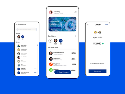 Geller - Mobile Banking App agency app banking app banking dashboard bankingapp design figma fintech fintech app fintech branding minimal transaction ui