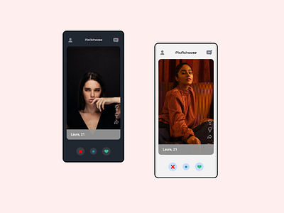 Picachoose Dating app agency agency logo app application branding concept concept design dark theme datingapp design figma minimal minimalist onlywow ui userinterface userinterfacedesign