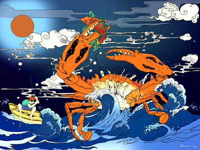 I like hairy crab crabs design hairy crab illustration ukiyo e