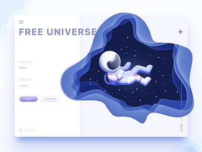Personal Blog Concept App app astronaut concept purple quiet space ui web