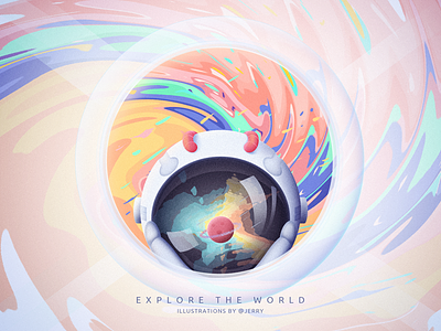 Discover The New World astronaut colourful design graphic illustrations new world ps ui space ui ui design web design