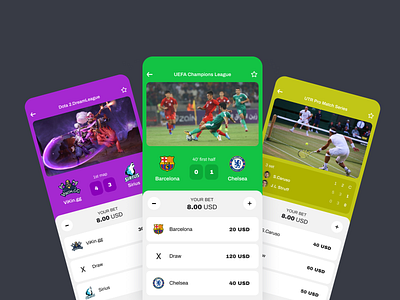 Live sport events | Betting app app betting betting app colourful esport flat football gambling game gaming interface juicy match minimal mobile score sport sports tennis win