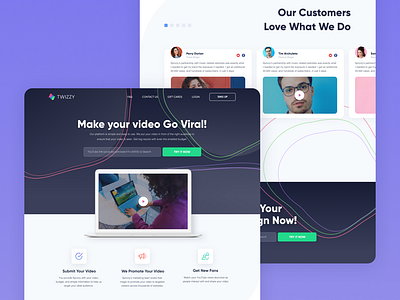 Landing page design clean colour colour and lines colourfull home landing landing page marketing menu purple video