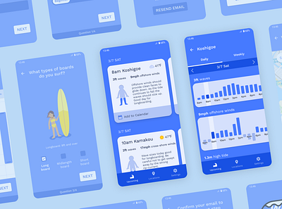 Waves app illustration mobile outdoors sports surf forecaster surfing ui ux