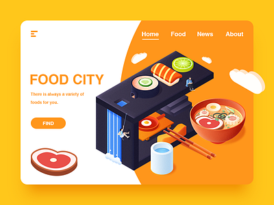Food City design illustration 排版 插图