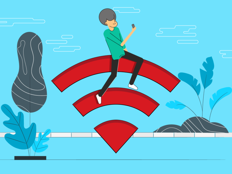 Wifi aftereffects animate animation character flat illustration illustrator loop motion graphics rigging