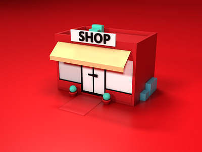 Store modeling.. 3d modeling 3d shop 3d store animation c4d cinema 4d design illustration mograph motion graphics poligon poly modeling red rendering store modeling