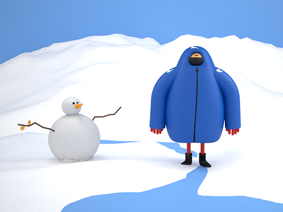 3D Snowy Character 3d 3d modeling animation character cinema4d illustrator motion graphics winter