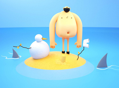 The great Adam in Summer! 3d animation character cinema 4d illustrator modeling motion graphics