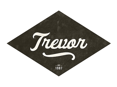 Trevor 1987 baseball diamond script texture trade gothic typography vintage