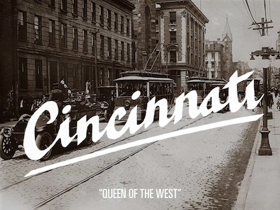 Cincinnati, OH brush script hand lettered hand lettering lettering postcard script typography vintage