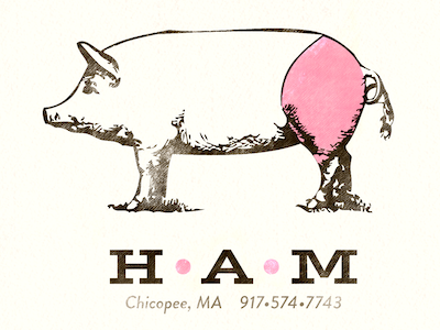 H•A•M logo pig slab texture vintage