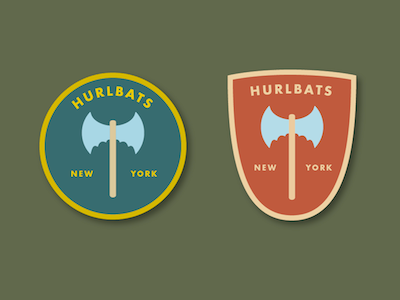 Hurlbats axe axes badge badges bat bats crest futura illustration logo sports team varsity