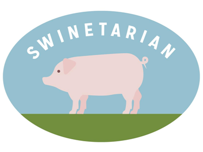 Swinetarian bacon bumper sticker farm geometric illustration meat mission gothic oval pig pork simple sticker