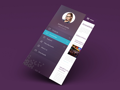 Mobile menu concept gradient menu mobile portrait purple responsive side menu ui user ux