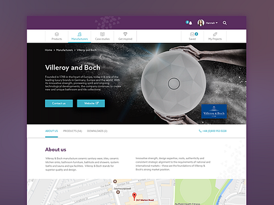 Company profile about us company directory gradient hero landing page map purple