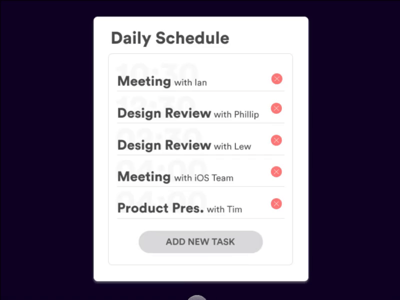 Daily Schedule Task Deletion UI.