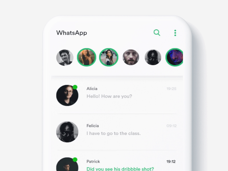 WhatsApp Redesign Microinteraction 2d animation chat app design interaction design light microinteraction minimalistic mobile ui ui design