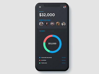 Expense Tracker UI 2d bank dailyui dark design interaction design minimalistic mobile money money app ui ui design