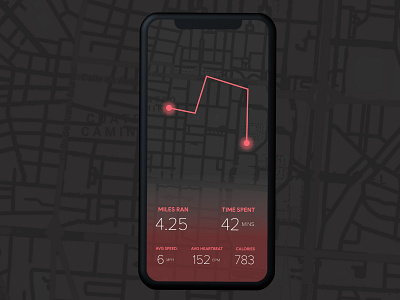 Run Tracker UI 2d dark interaction design minimalistic mobile tracker ui ui design