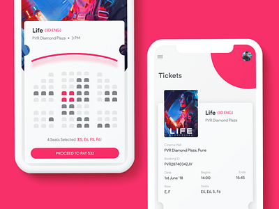 Movie App UI (Seats Booking and Ticket)