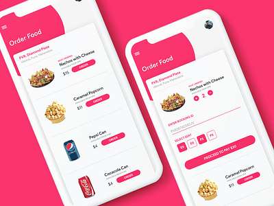 Movie App UI (Food Ordering) 2d dailyui design food app freelance design interaction design light minimalistic mobile movie movie app remote work ui ui design