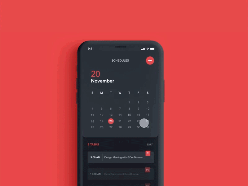 Scheduling Tasks App UI