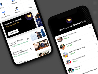 Rewards Program 2d dark minimalistic mobile ui ui design