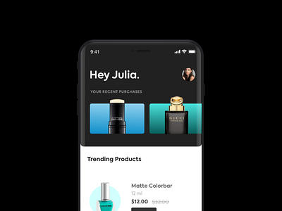 Julia - Makeup Suggestor 2d dark interaction design minimalistic ui ui design
