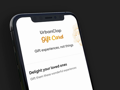 UrbanClap Gift Card animation animation after effects clean flat gift card gift cards gift voucher interaction interaction design minimal new user ui ui design