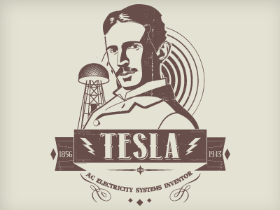 Tesla electricity illustration retro t shirt tesla vector vintage