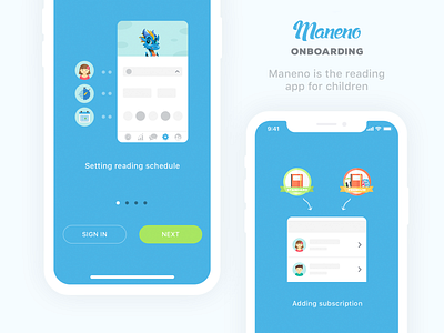 Maneno Kids Reading App Onboarding Screens Design blue children design figma design flat design graphic design icons illustrations ios design iphone x kids app mobile app mobile app design mobile design onboarding screens reading design sketch design ui user experience user interface vector