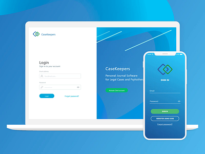 Web And Mobile App Interface Design For CaseKeepers blue dashboad enterprise app figma graphic design login design mobile app design sign in page sketch ui user interface design ux vector web app design webdesign