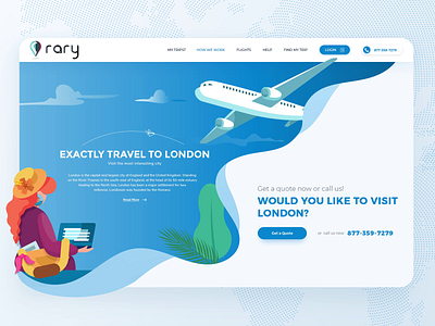 Redesign For A Travel Website adobephotoshop airplane banner blue and white booking color flatdesign illustration motion travel travel app ui vector webdesign