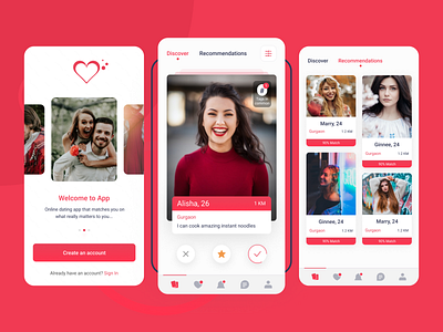 Mobile Dating App Concept branding dating dating app design logo typography ui ux