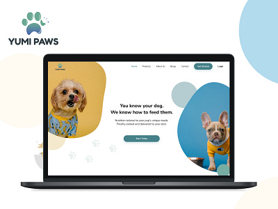Yumi Paws (Pet Food Web App) design illustration pet pet food pet lover typography ui ux web website