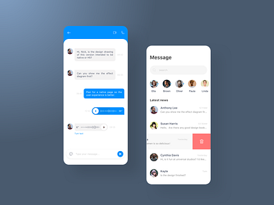 Message blue clean concise style design message mobile ui new design the product design ui ux 向量 设计