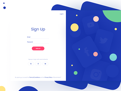 Simple signup page 🔑 card color design login signin signup socials