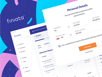 Finiata — Invoices 💸 animation app color design fin tech finacial finance finiata fintech invoices ios landing page mobile uiux