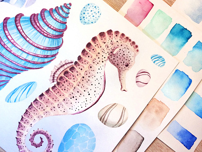 Underwater drawing hand drawing illustration ocean painting sea sea horse underwater watercolor