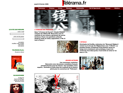 TELERAMA, FRENCH WEEKLY TV MAG PROGRAMS WEBSITE DESIGN