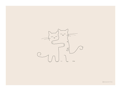 cat hug cat cats character contour cute friends friendship funny illustration love minimalism