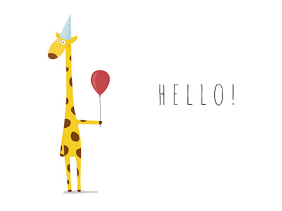 Hello, Dribbble! character giraffe hello illustration thank you thanks