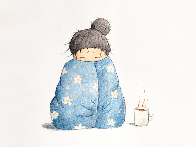 When i'm sick character coffee girl illustration spring