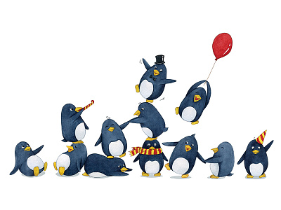 Penguins character funny illustration penguins