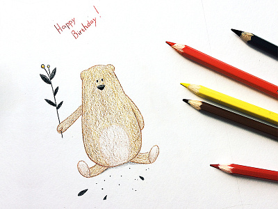 Bear bear character funny illustration pencil